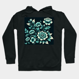 Sky Blue Floral Illustration Hoodie